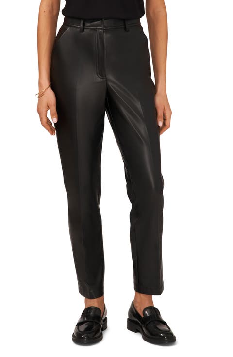 Straight Leg Faux Leather Trousers