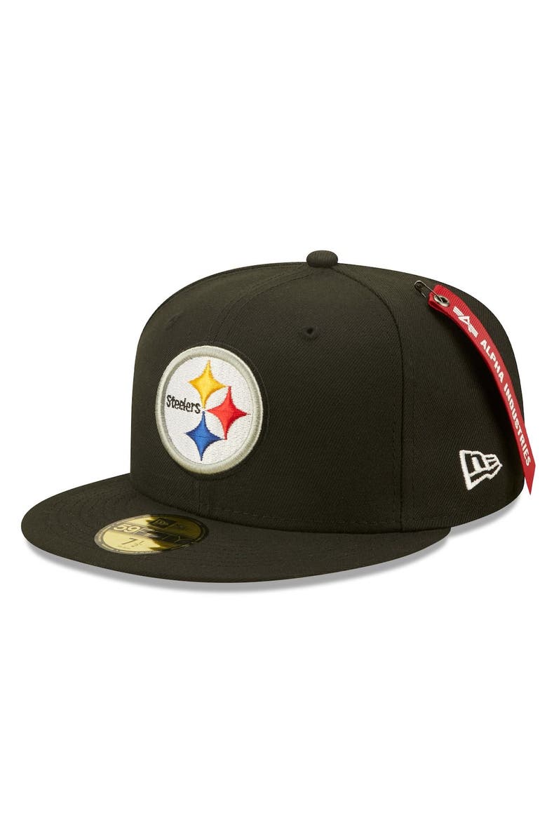New Era x Alpha Industries Men's New Era x Alpha Industries Black Pittsburgh Steelers Alpha 59FIFTY Fitted Hat, Alternate, color, 