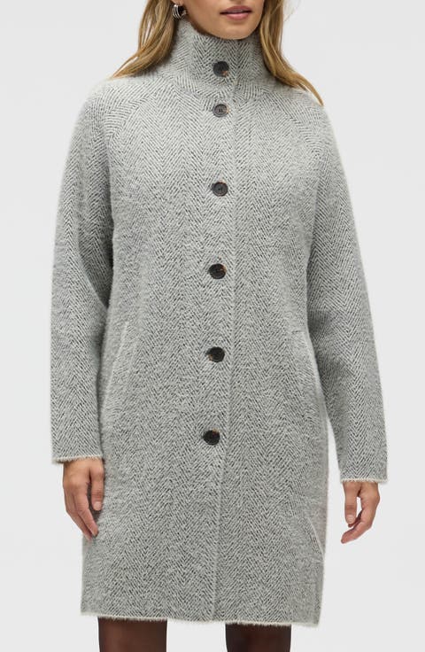 Eyelash Knit Knee Length Coat