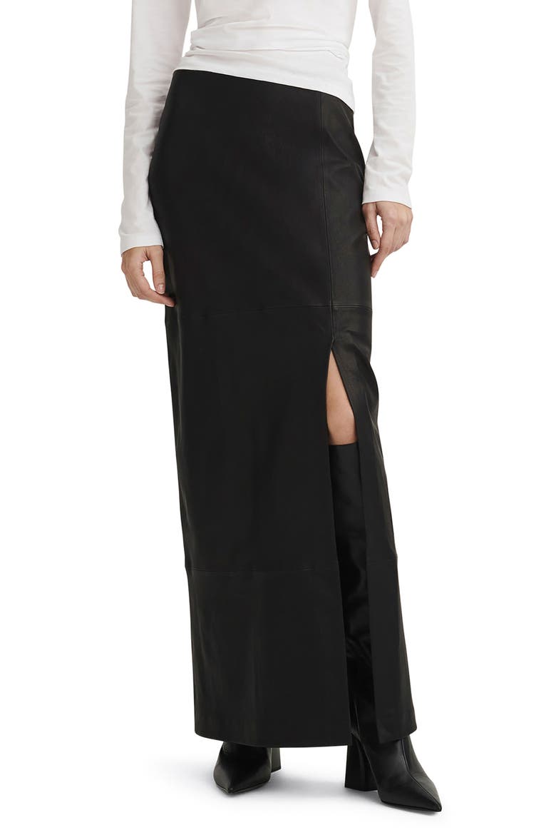 Ilana Stretch Leather Maxi Skirt, Main, color, BLACK