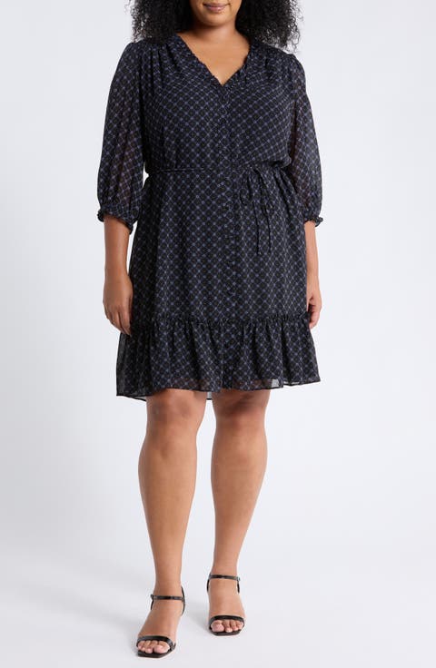 Ruffled V-Neck Mini Dress