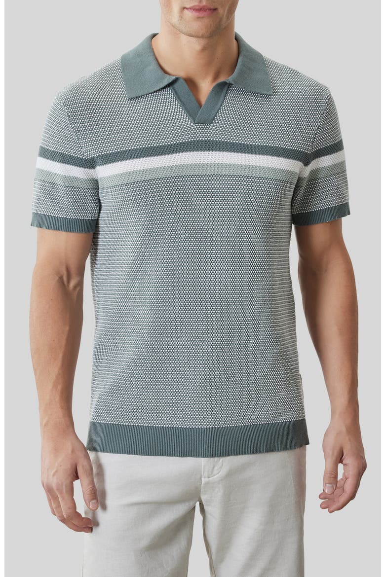 Rourke Placed Stripe Cotton Polo Sweater, Main, color, OLIVE DUST