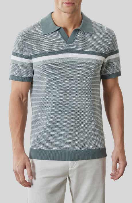 Rourke Placed Stripe Cotton Polo Sweater