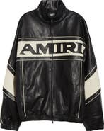 AMIRI Sport Logo Lambskin Leather Jacket