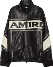 AMIRI Sport Logo Lambskin Leather Jacket