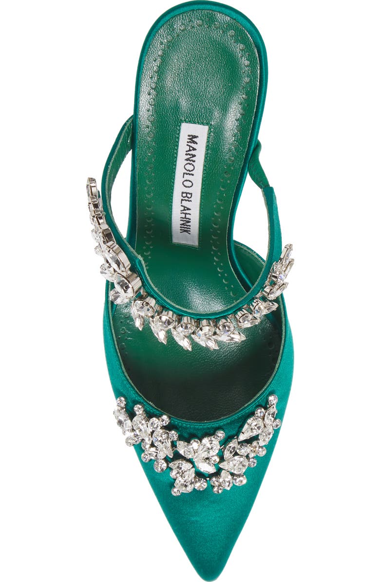 Manolo Blahnik Lurum Crystal Leaf Pointed Toe Mule, Alternate, color,