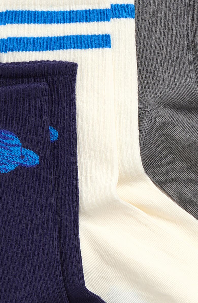 Mini Rodini Kids' Assorted 3-Pack Planets Crew Socks, Alternate, color, Blue Multi