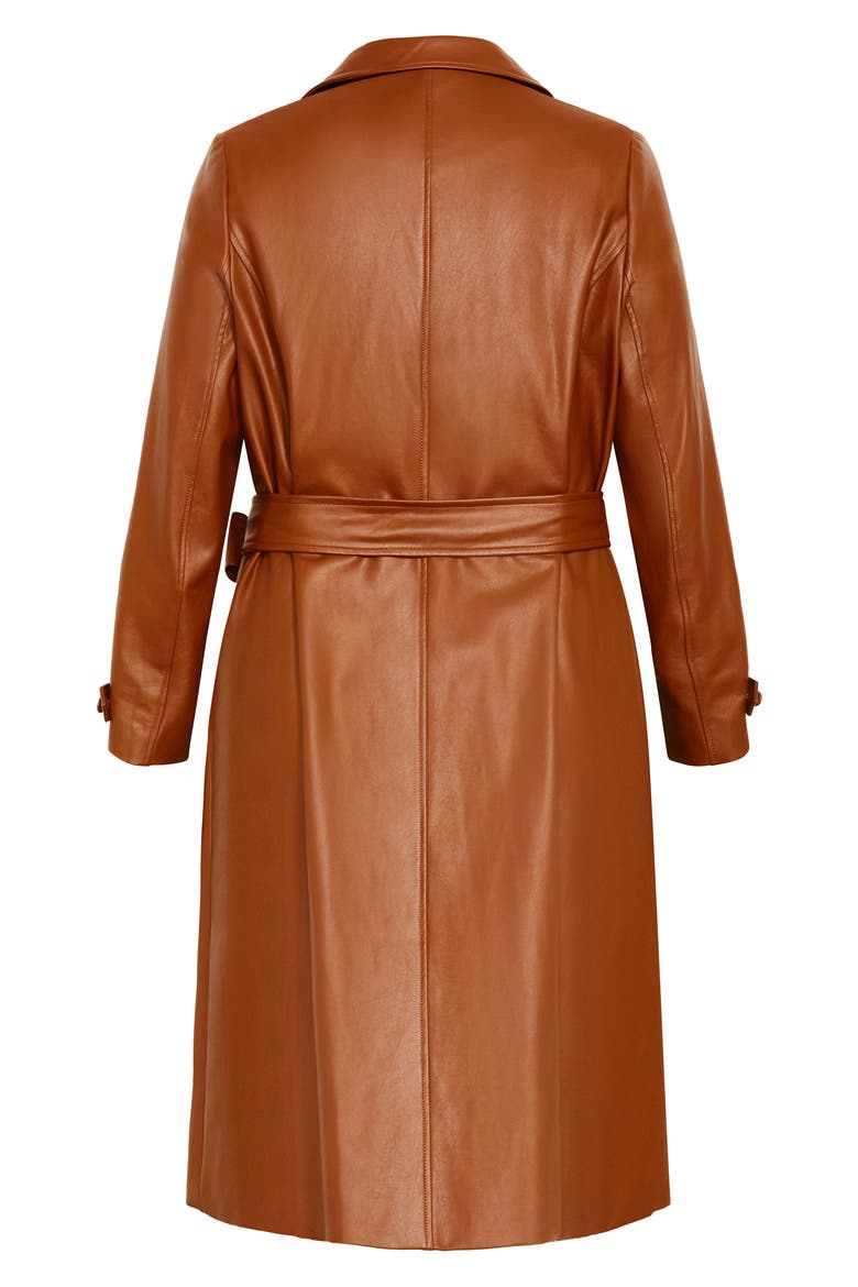 Briella Faux Leather Trench Coat, Alternate, color, TOFFEE