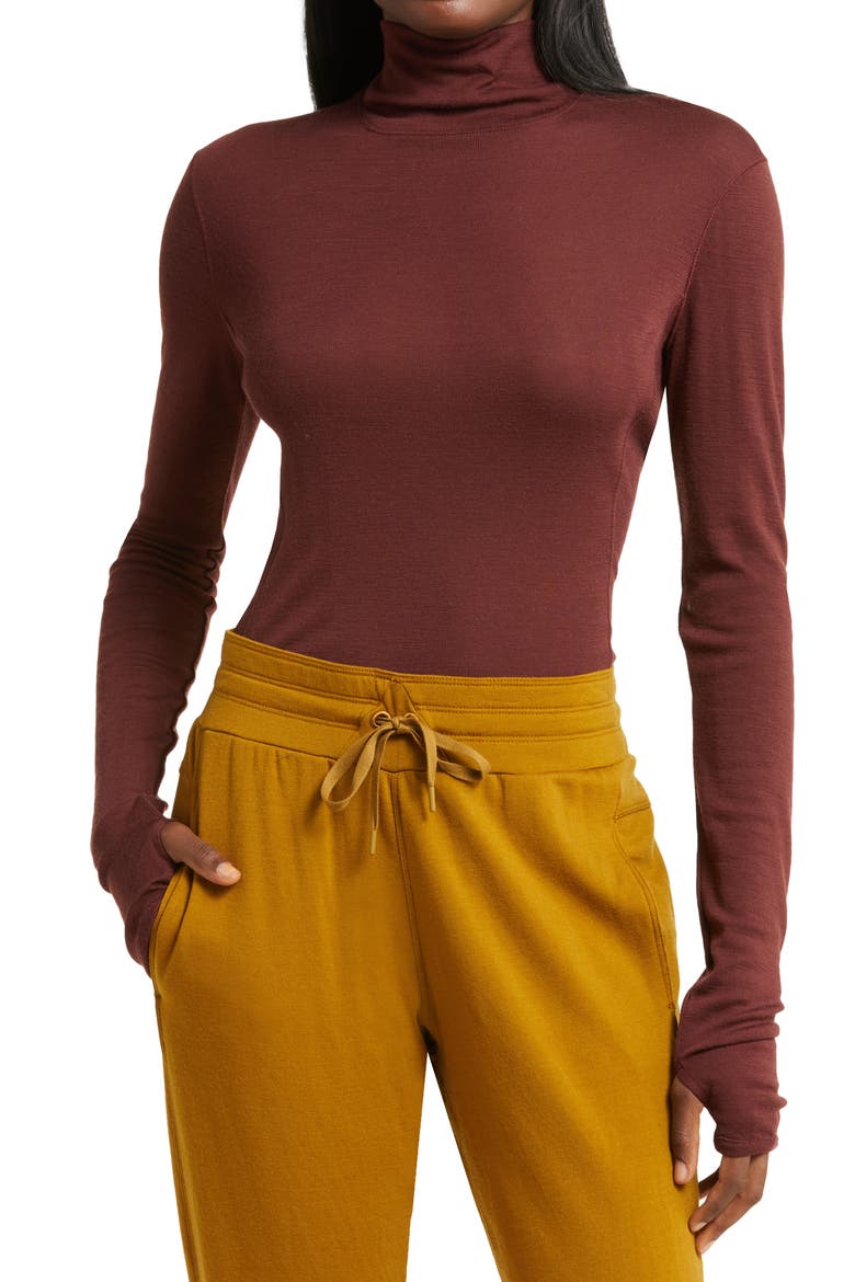 Queens Merino Wool Mock Neck Bodysuit, Alternate, color, ESPRESSO