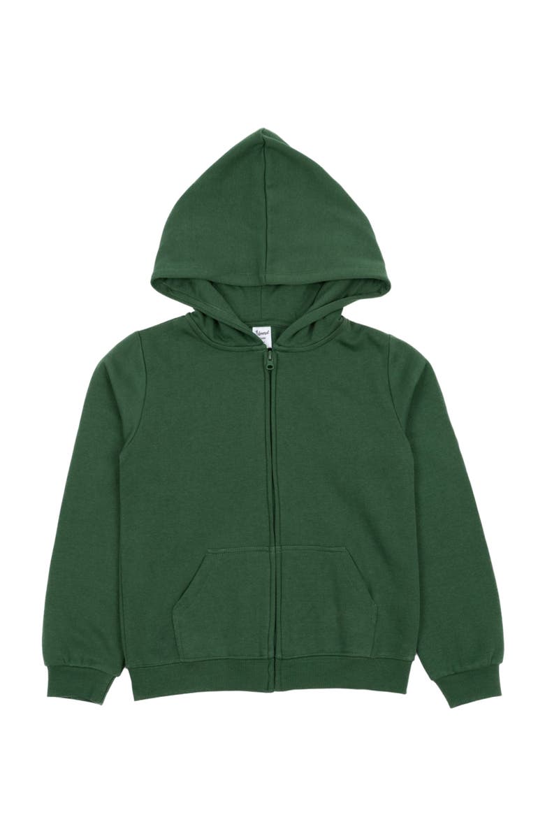 Leveret Kids Zip-Up Sweatshirt Hoodie, Cotton Blend, Solid Colors, Main, color, Uniform Green