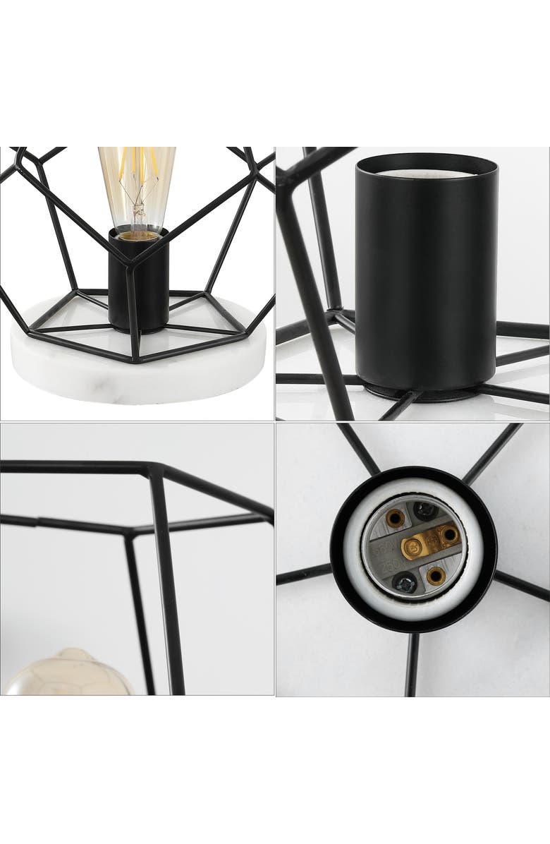 JONATHAN Y James MidCentury Glam Metal/Marble Geometric LED Table Lamp, Alternate, color, Midnight Black