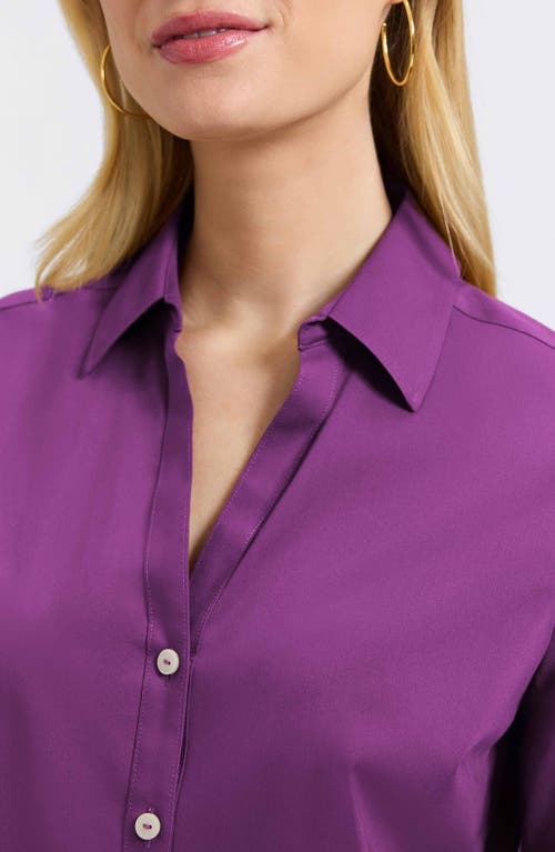 Foxcroft Mary Button-up Blouse In Purple