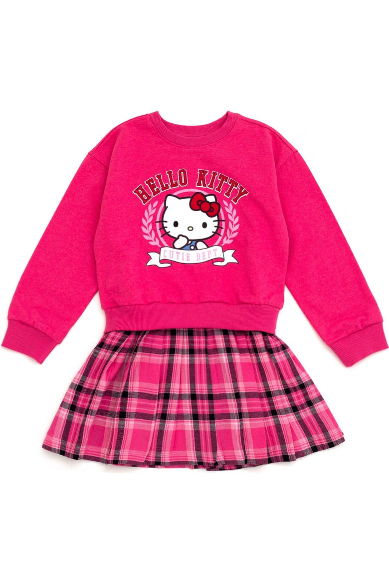 Fleece Pleated Dress, Main, color, Hello Kitty Pink