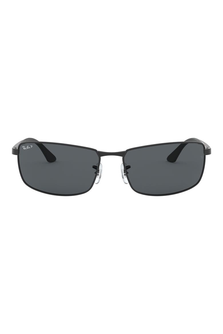 64mm Oversize Rectangular Sunglasses, Main, color, GREY POLAR