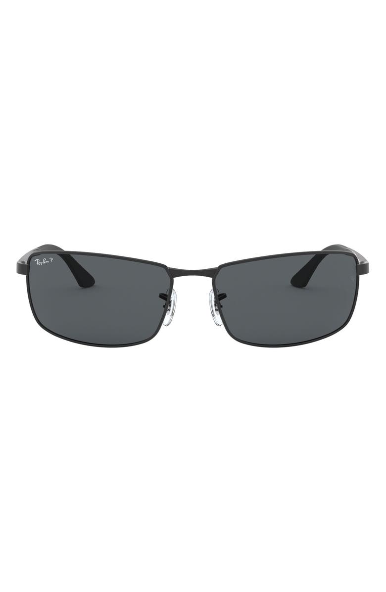 Ray-Ban 64mm Oversize Rectangular Sunglasses, Main, color, Grey Polar