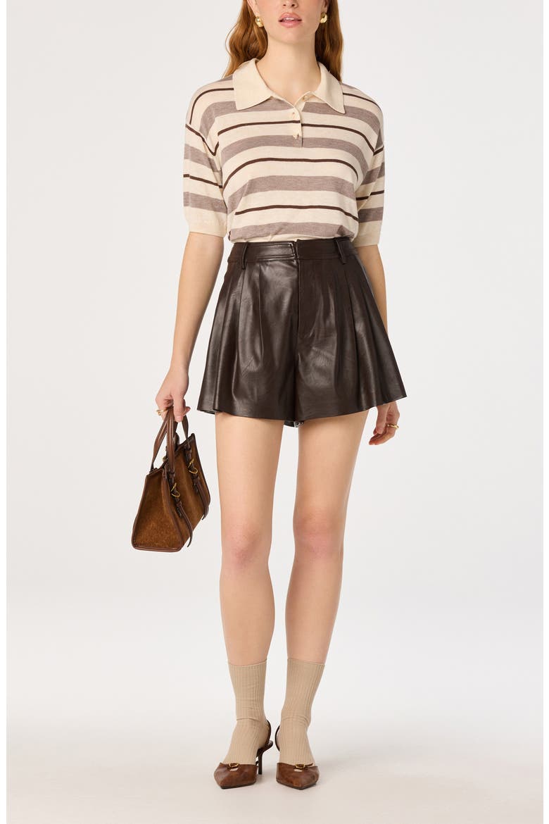 Atherton Faux Leather Shorts, Alternate, color, BROWN