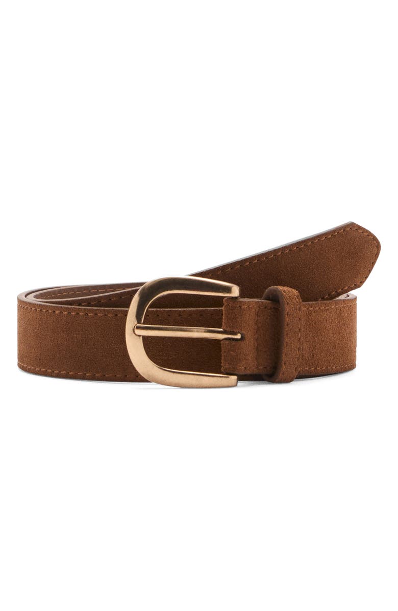 MANGO Katrina Suede Belt, Main, color, Brown