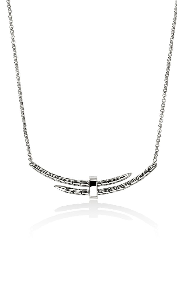 John Hardy Pavé Diamond Spear Station Necklace, Alternate, color, Silver