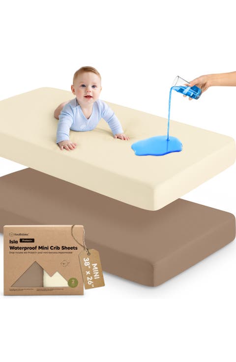 2-Pack Isla [Protect+] Waterproof Mini Crib Sheets