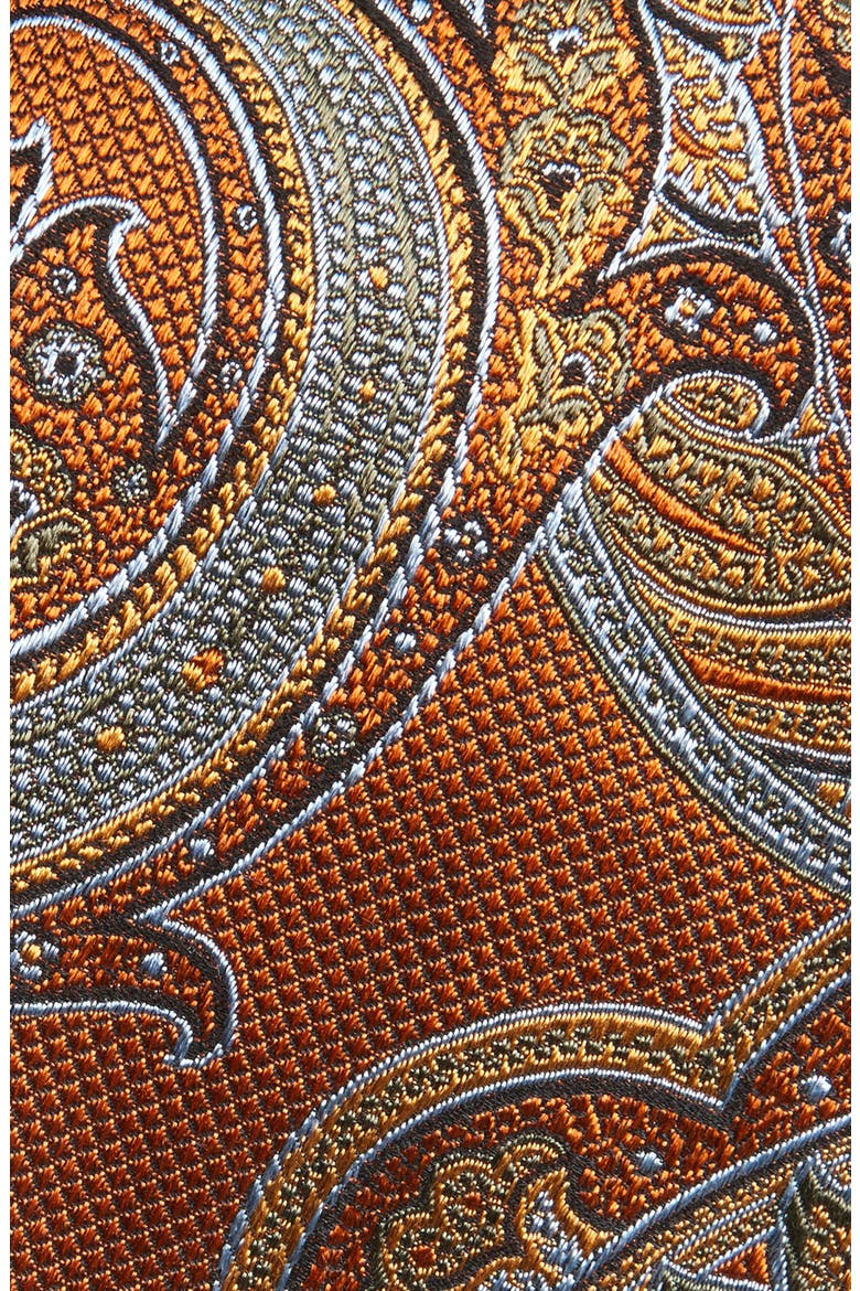 Paisley Silk Tie, Alternate, color, ORANGE