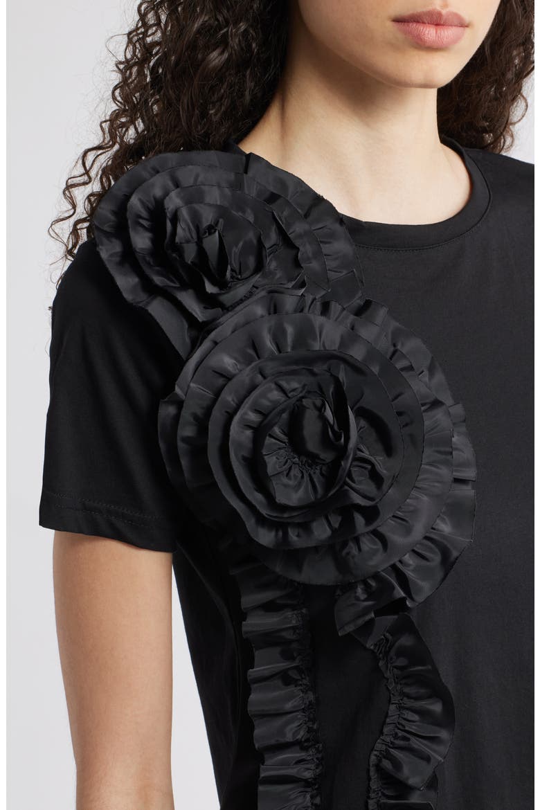 Peony Floral Appliqué Top, Alternate, color, BLACK