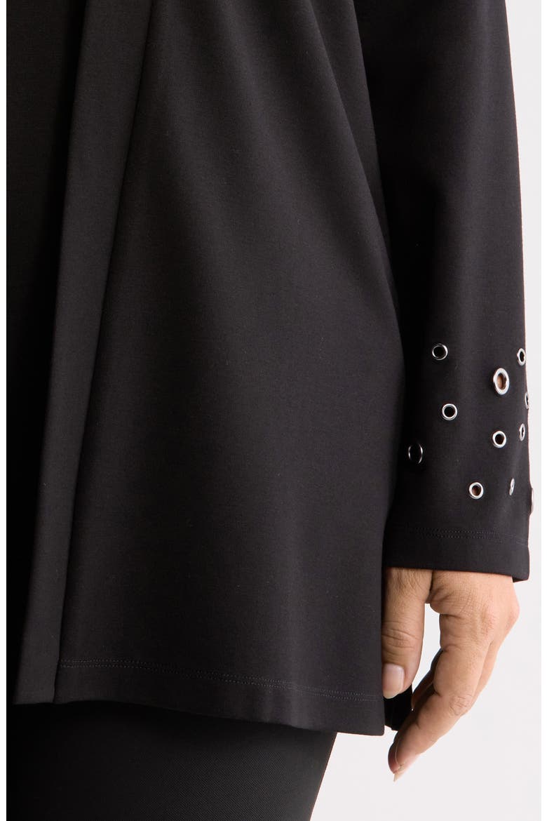 Grommet Detail Open Cardigan, Alternate, color, ANNE BLACK