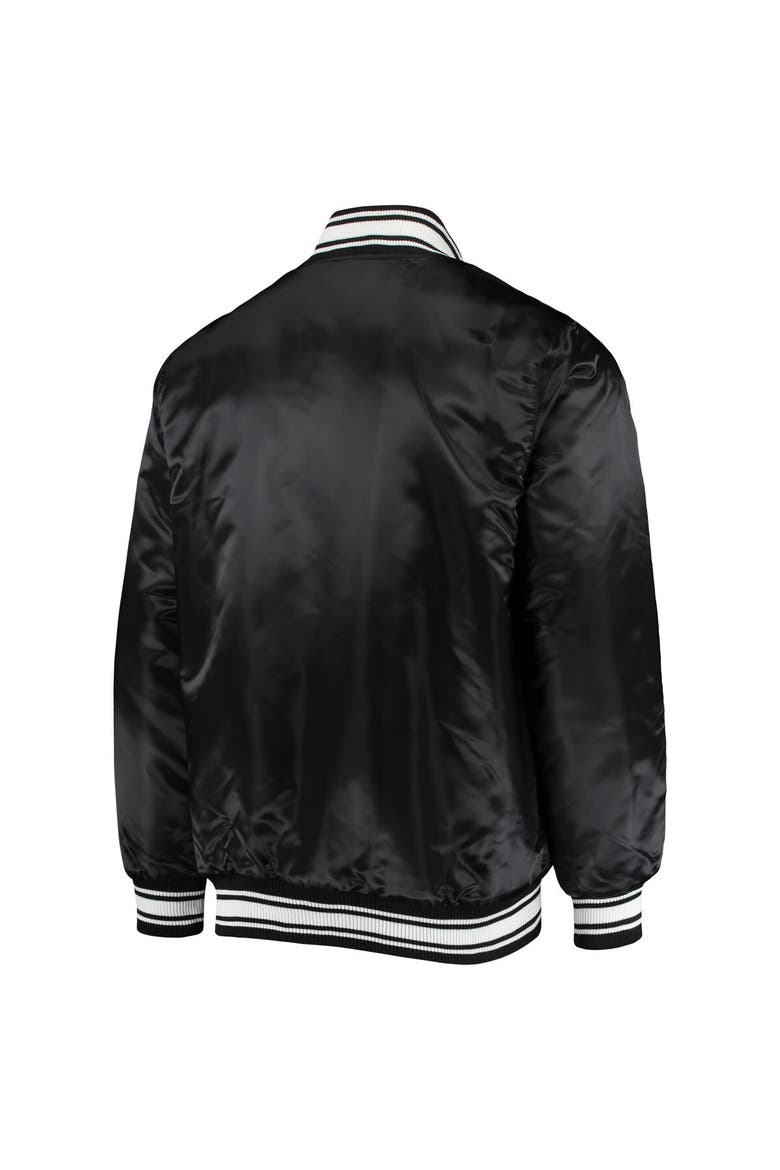 Men's Starter Black Cleveland Browns Locker Room Satin Varsity Full-Snap Jacket, Alternate, color, Black