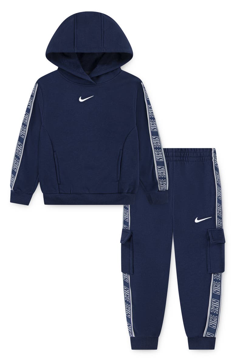 Nike Kids' Logo Taping Hoodie & Cargo Joggers Set, Main, color, Midnight Navy