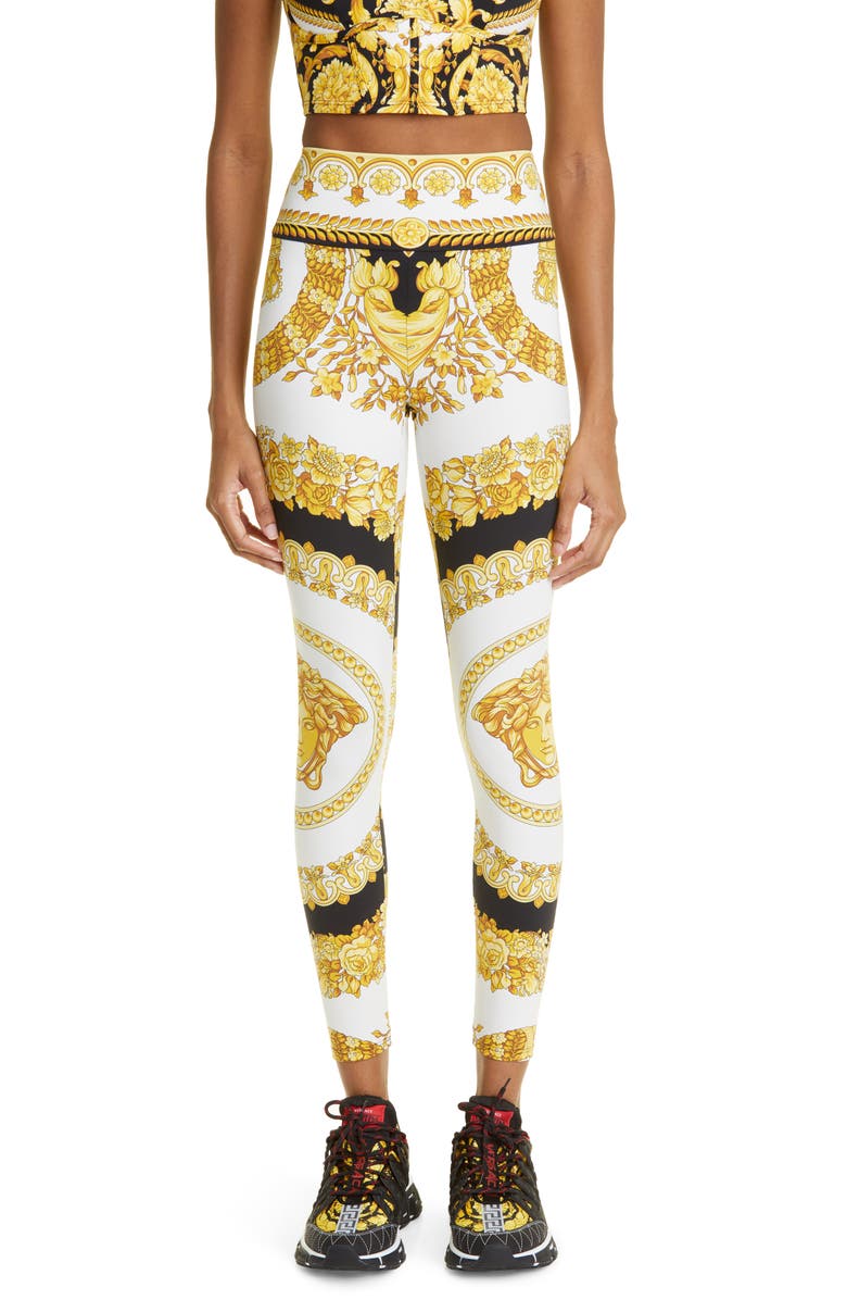 Versace Medusa Head Print Leggings, Main, color,
