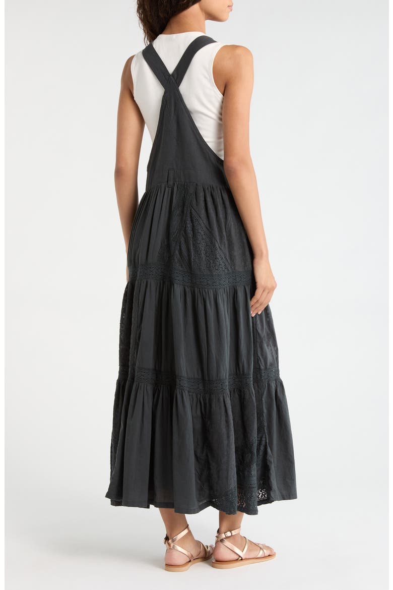 Cutwork Detail Cotton Overall Maxi Dress, Alternate, color, RAVEN