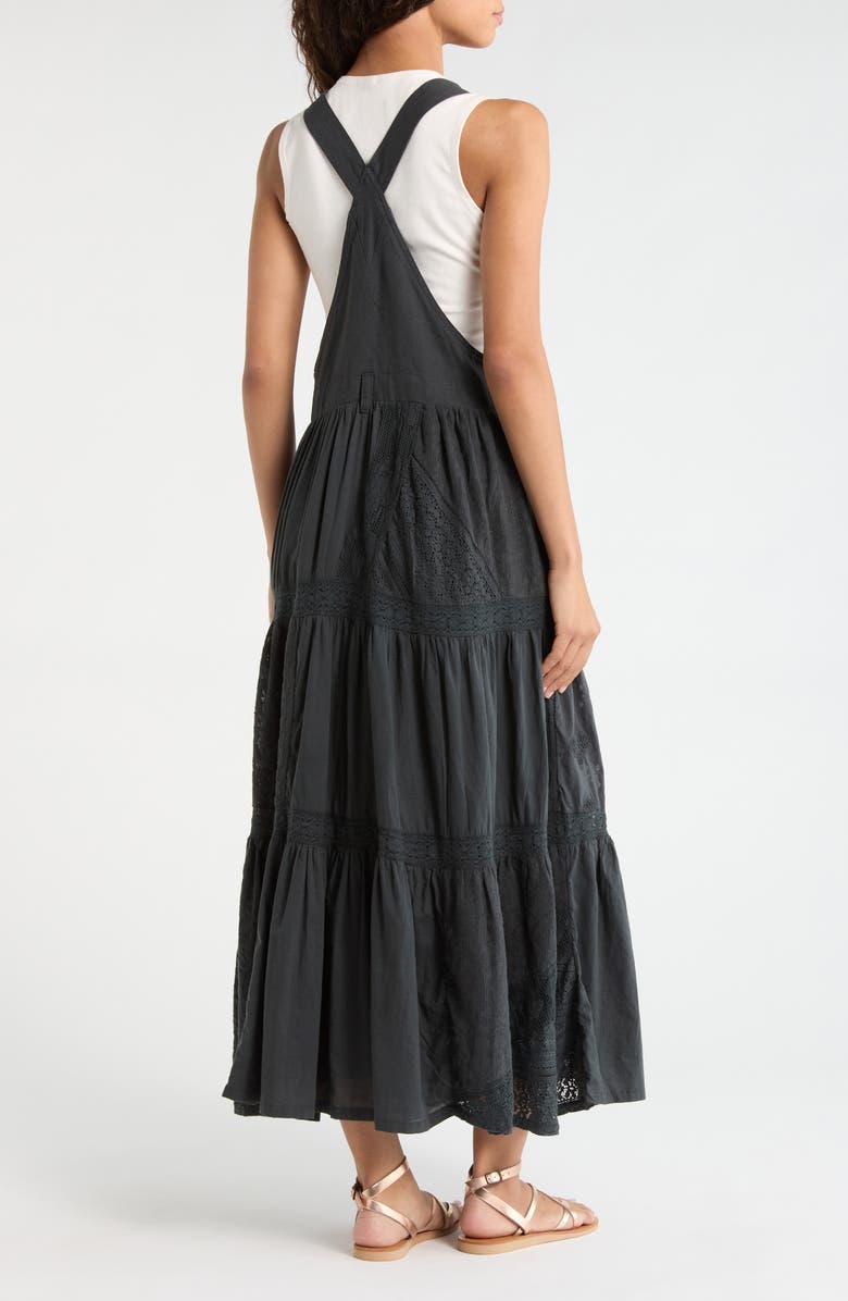 Lucky Brand Cutwork Detail Cotton Overall Maxi Dress, Alternate, color, Raven