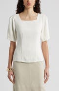 Nordstrom Texture Square Neck Top
