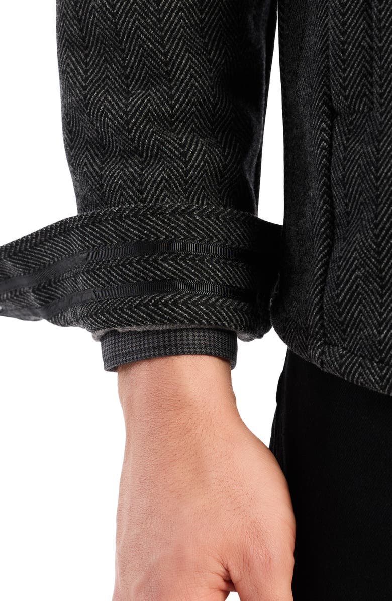 Robert Graham Wylie Herringbone Knit Shirt Jacket, Alternate, color, Black