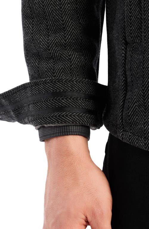 Robert Graham Wylie Herringbone Knit Shirt Jacket In Black