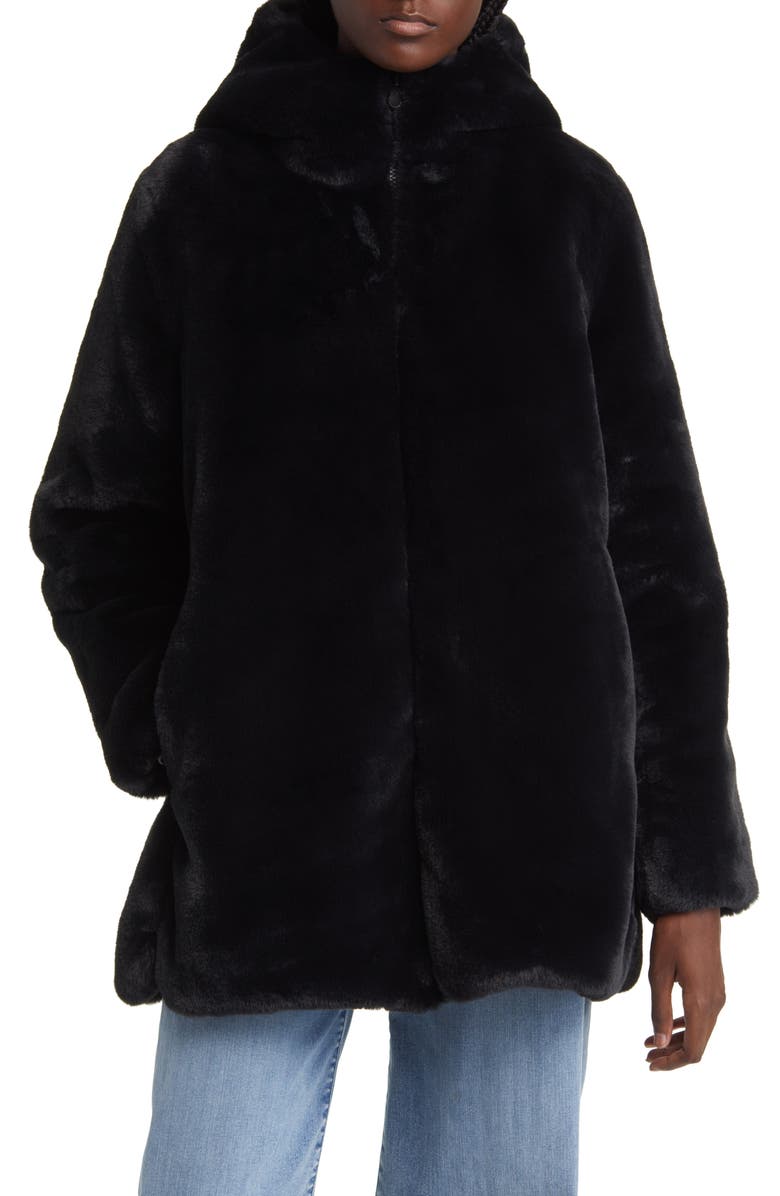 Save The Duck Bridget Reversible Faux Fur Hooded Jacket, Main, color, 