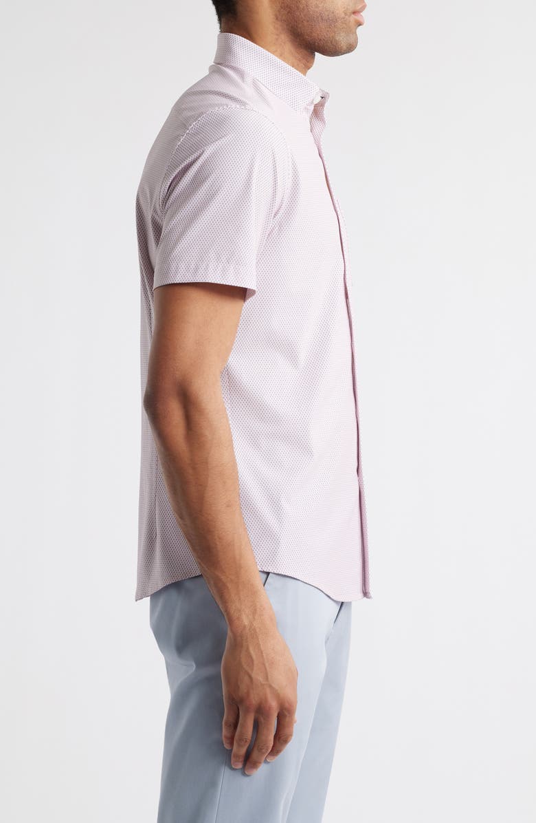 Mizzen+Main Leeward Trim Fit Micropattern Short Sleeve Stretch Button-Up Shirt, Alternate, color, 