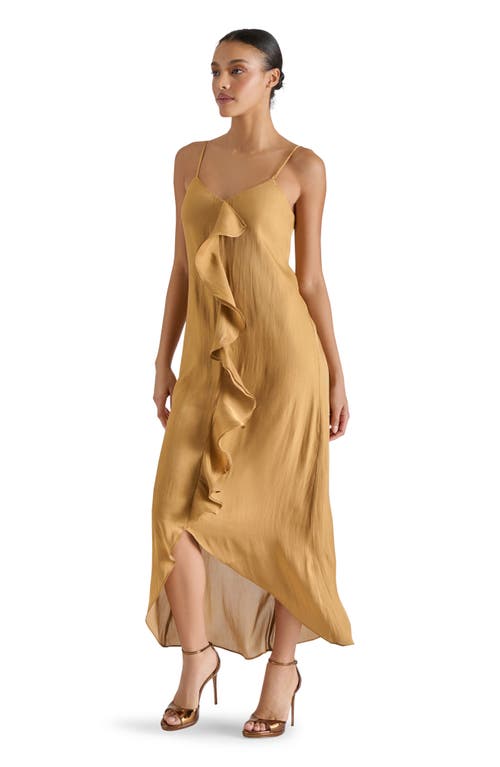Steve Madden Elana Ruffle Crinkle Maxi Slipdress In Neutral