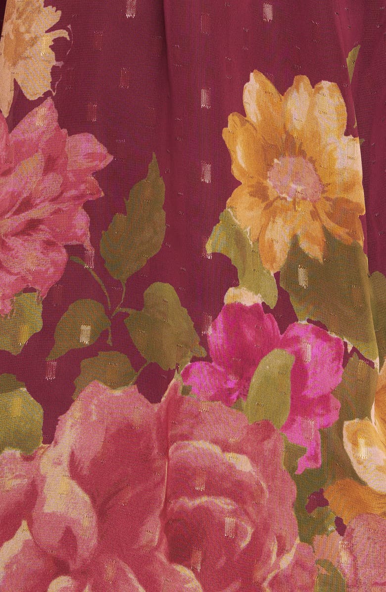 FLYING TOMATO Print Tie Neck Top, Alternate, color, Burgundy