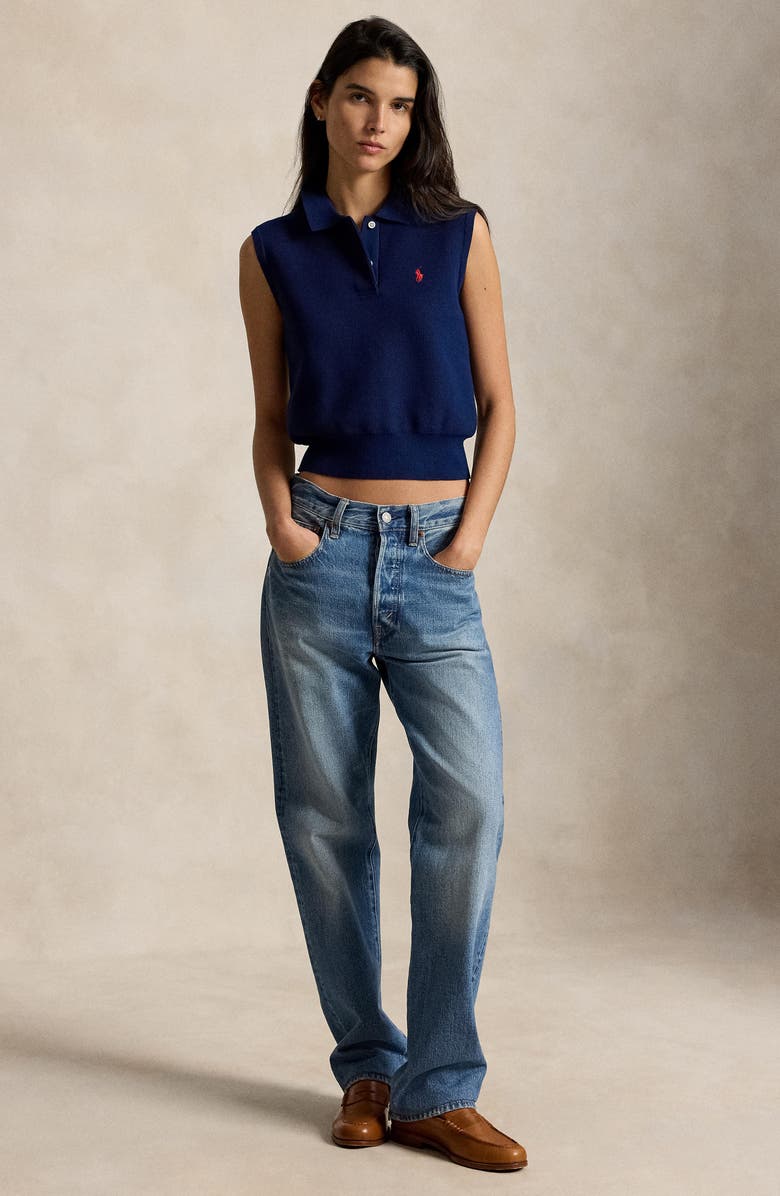 Polo Ralph Lauren Sleeveless Crop Polo Sweater, Alternate, color, East Side Royal