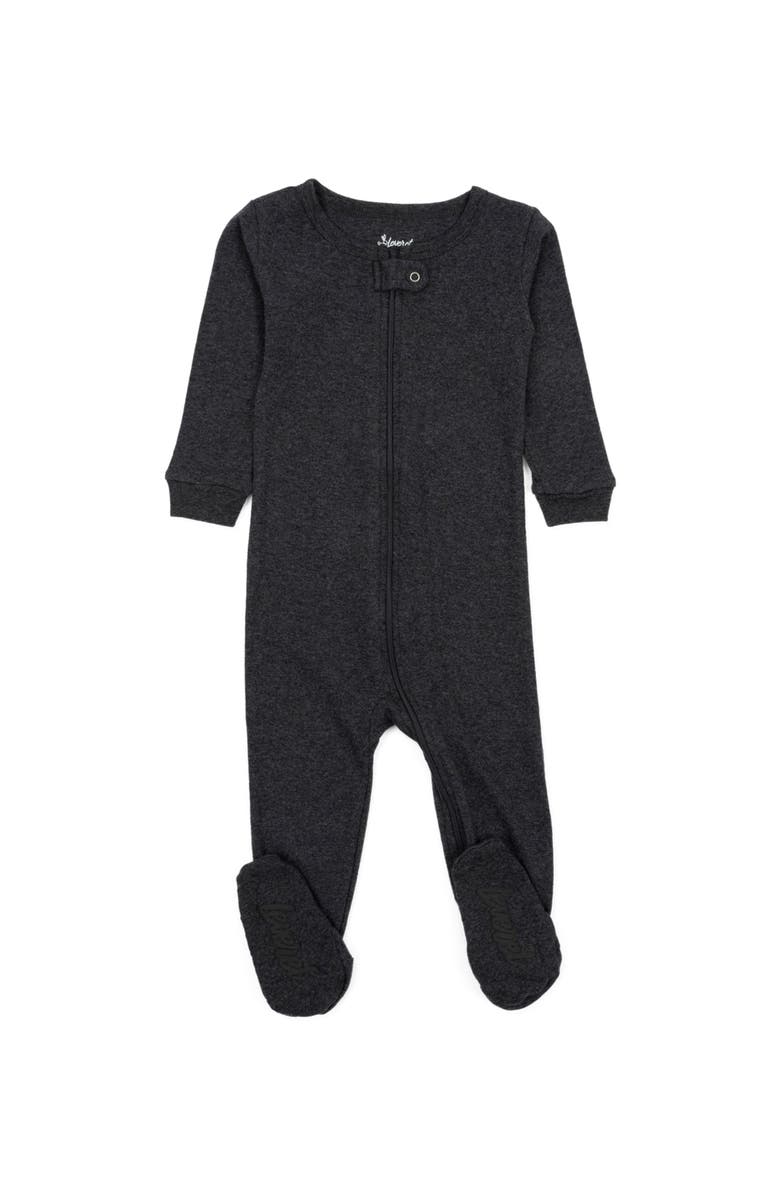 Leveret Footed Solid Cotton Matching Family Pajamas, Main, color, Dark Gray
