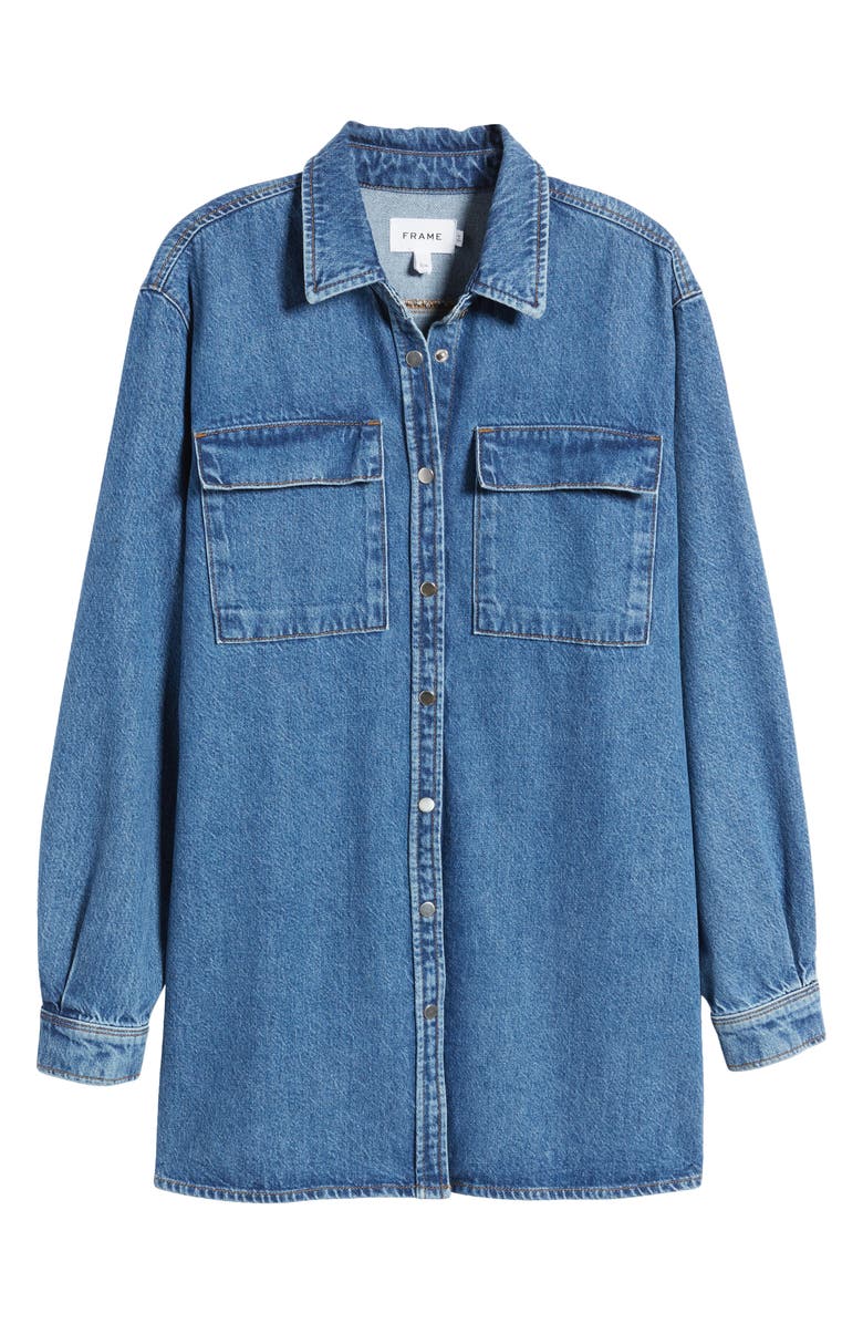 FRAME The A-Line Long Sleeve Denim Shirtdress | Nordstromrack