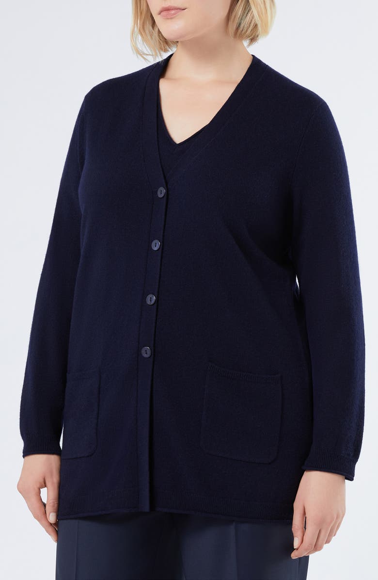 Marina Rinaldi Olona Cashmere Cardigan, Main, color, Midnight Blue