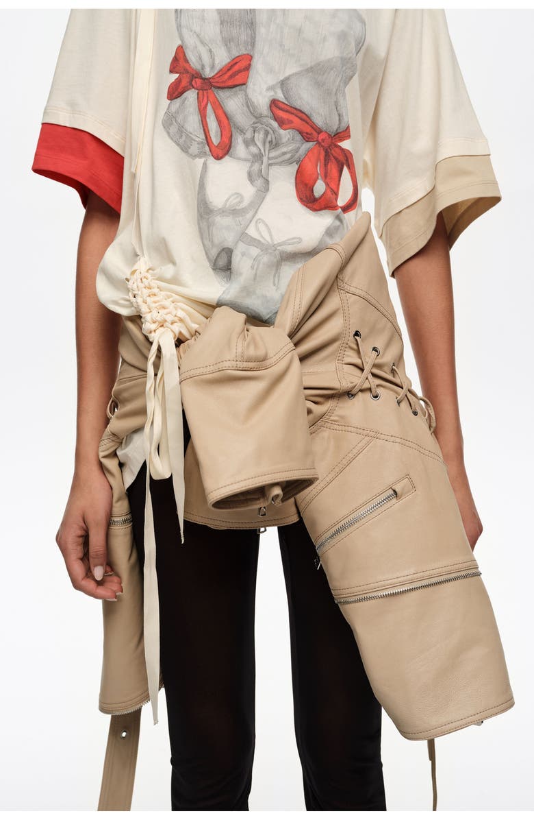 Bimba y Lola Ballerinas Logo Ruched T-Shirt, Alternate, color, Vanilla