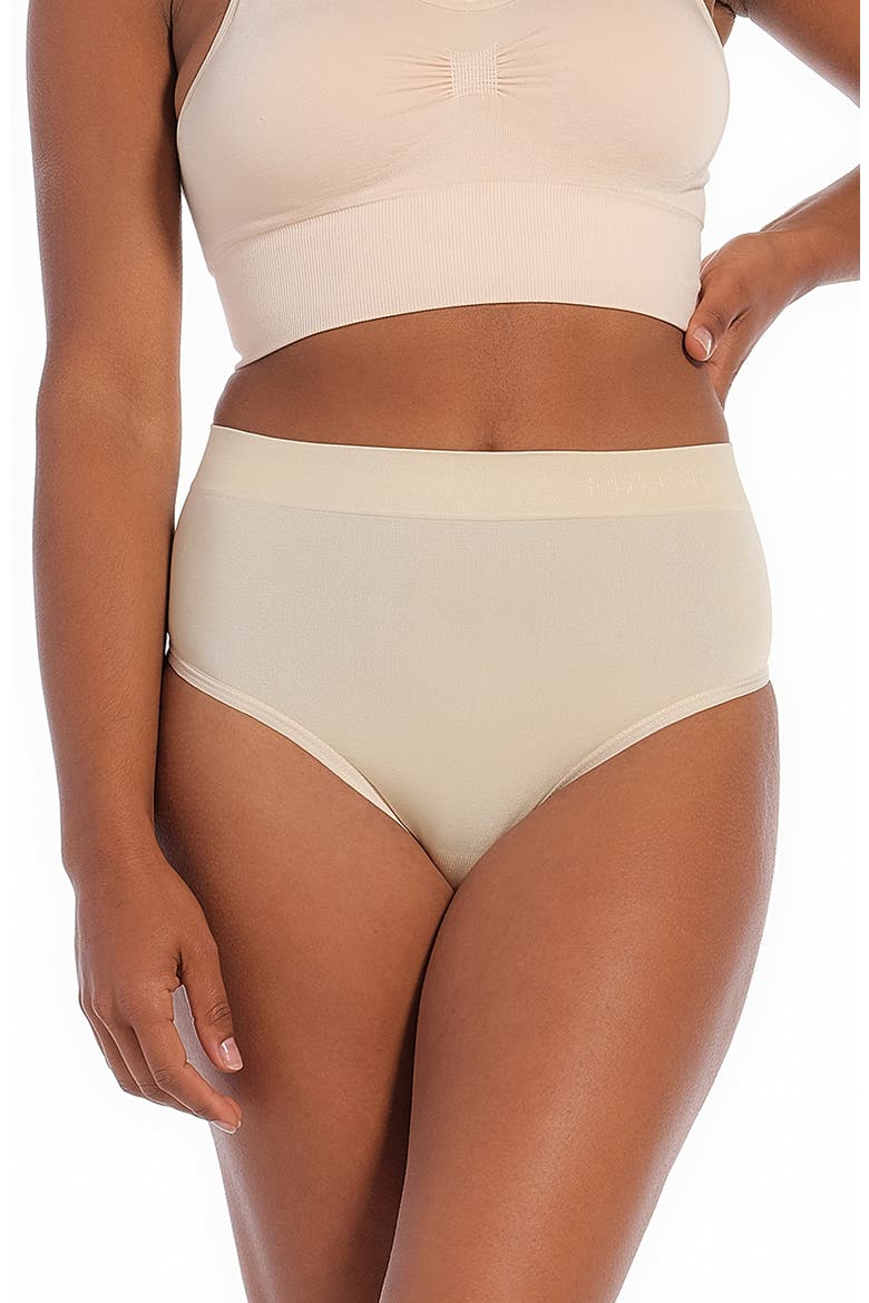 Comfort Seamless Shaping Thong, Alternate, color, LATTE
