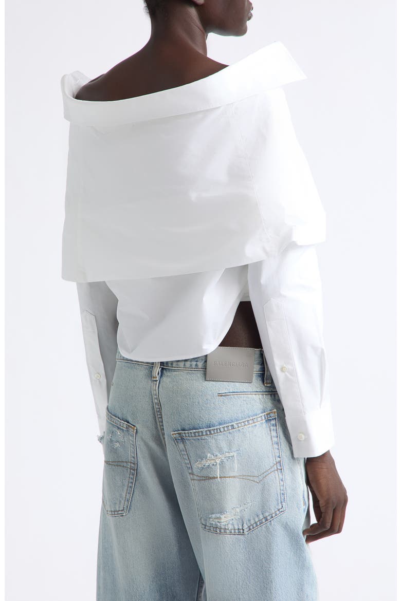 Off the Shoulder Cotton Poplin Wrap Shirt, Alternate, color, 9000 WHITE