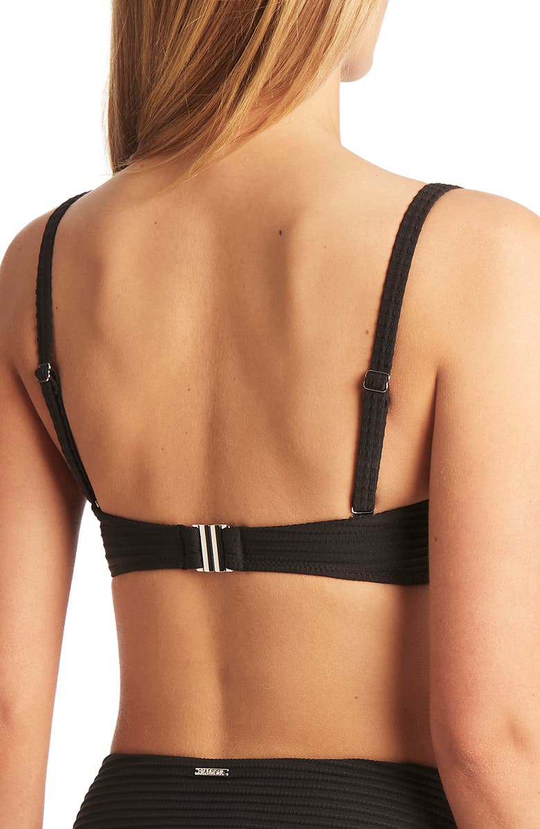 Sea Level U-Bar Bandeau Bikini Top, Alternate, color, Black