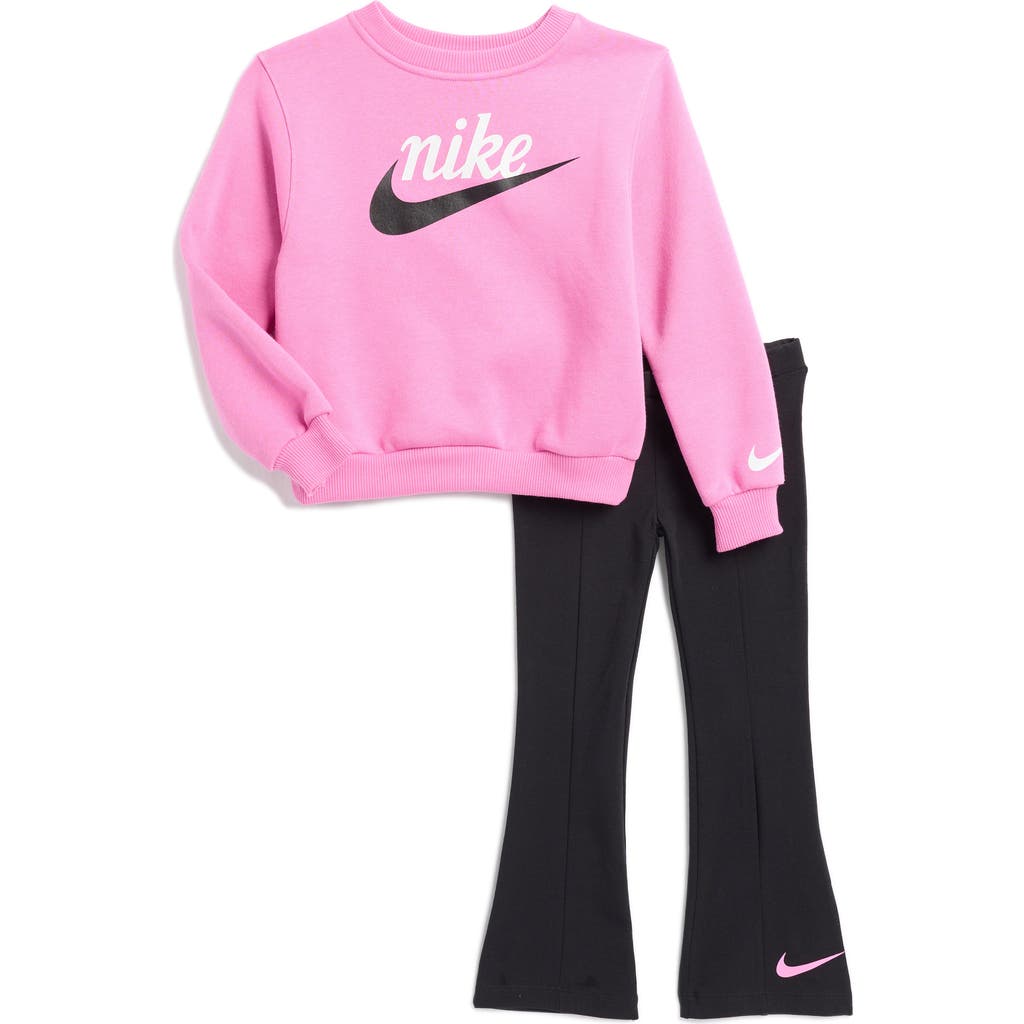 Nike Kids' New Impressions Crewneck Top & Flared Leggings Set In Black