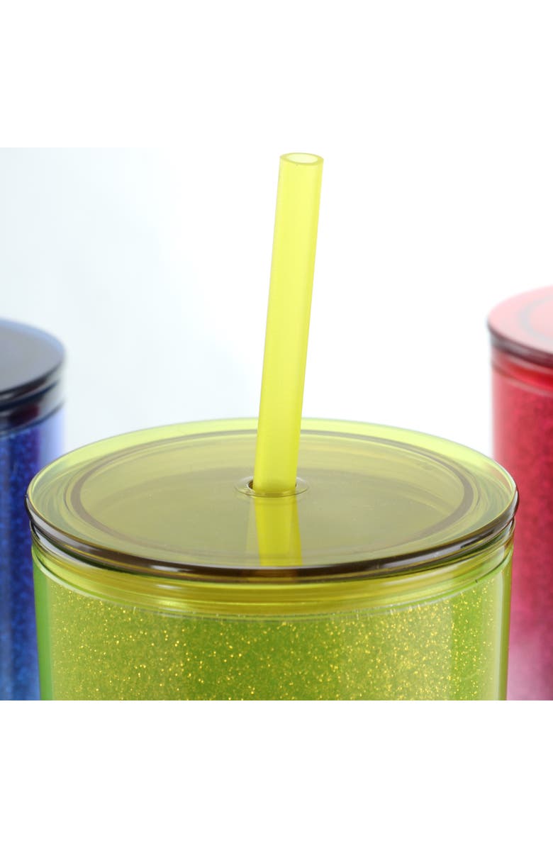 Gibson Home Rainbow Blast 4 Piece 21 Ounce Sparkly Tumbler Set, Alternate, color, Assorted