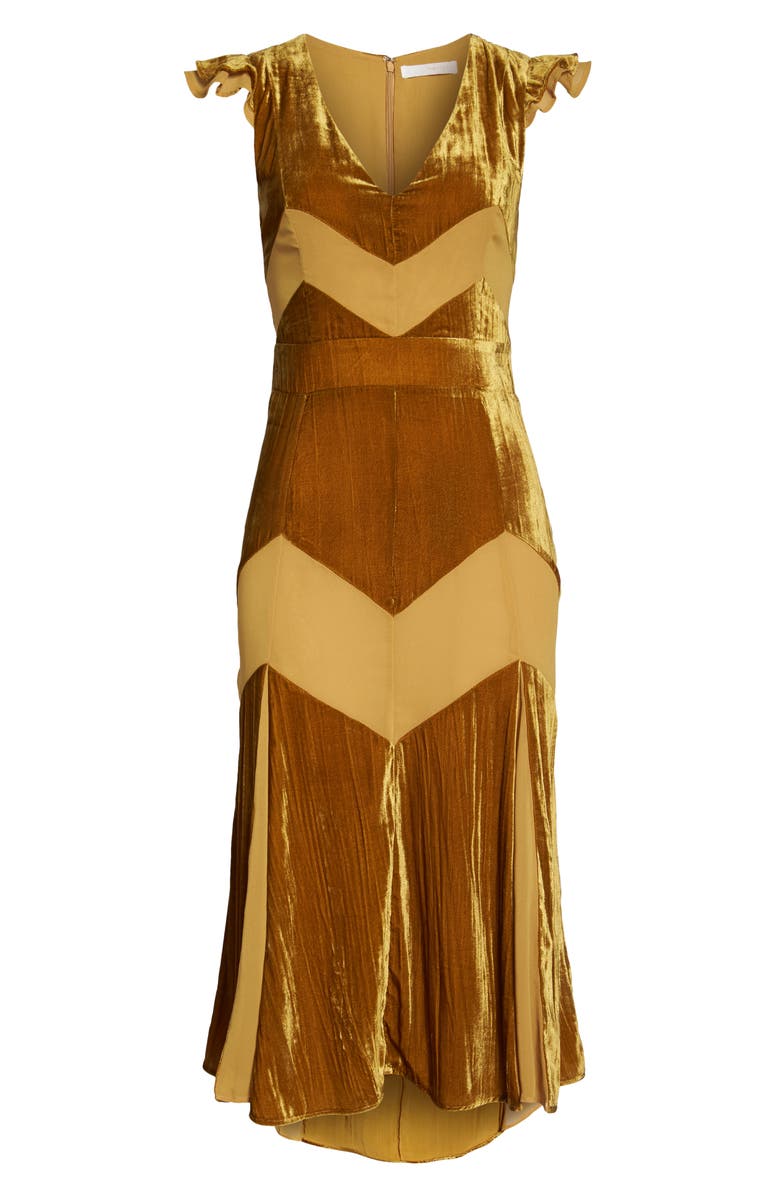 Harlyn Flutter Sleeve Velvet Midi Dress, Alternate, color, 