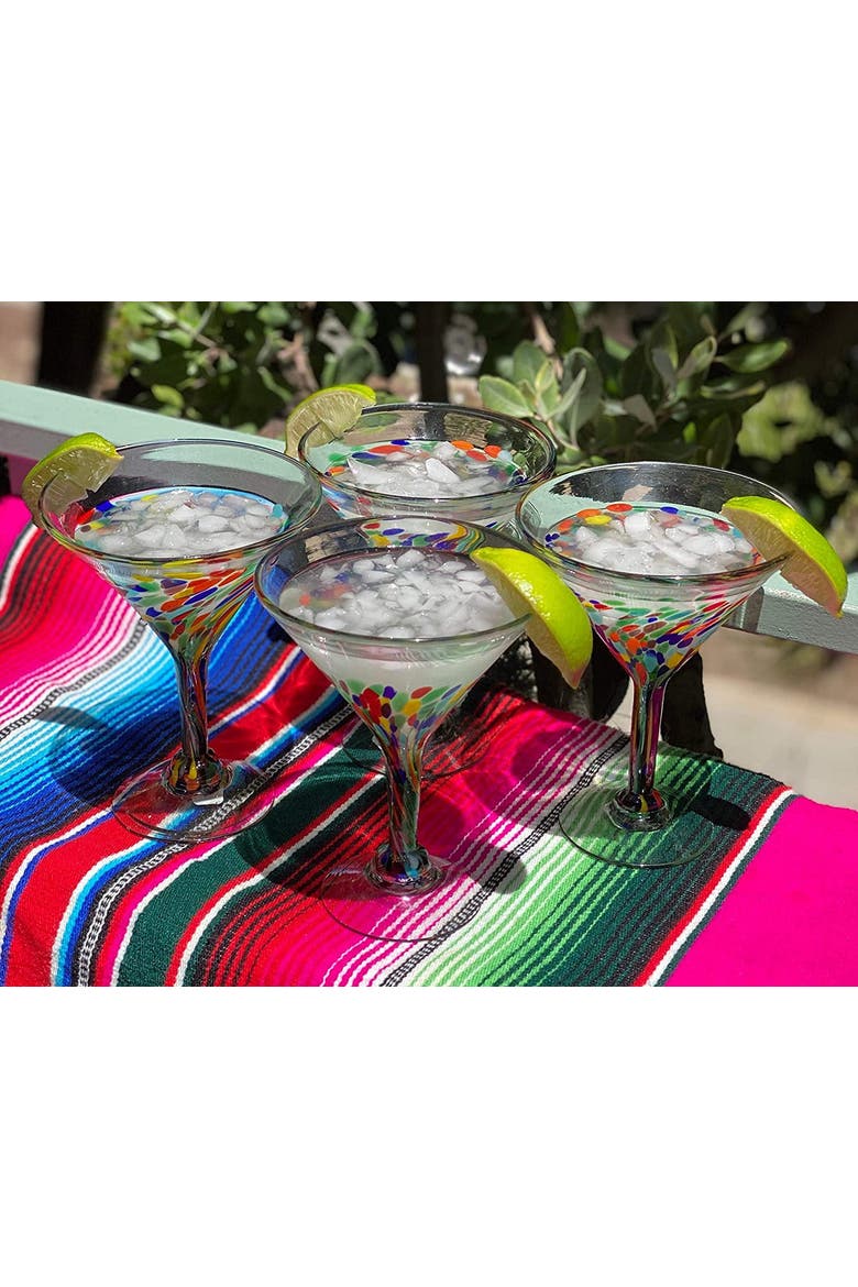 Confetti Carmen Design Modern Margarita Glasses - Set of 4, Alternate, color, Confetti